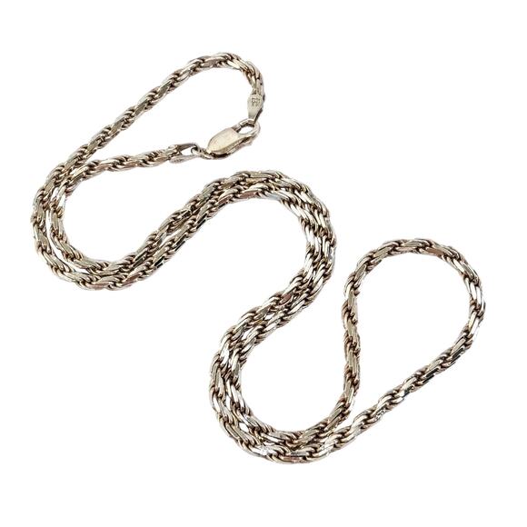 Vintage Italy Sterling Silver 925 2.6mm Rope Chain Necklace 18” - Picture 1 of 3
